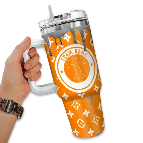 customized tennessee volunteers bullseye drips orange curved tumbler fashion forward.webp