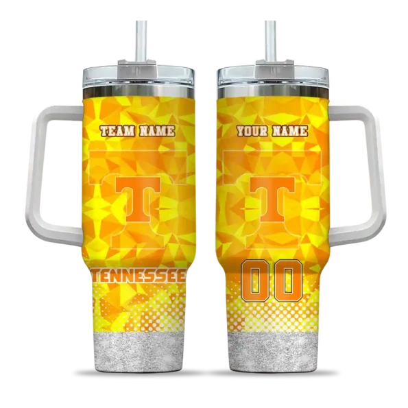 customized tennessee volunteers geometric prism orange curved tumbler best selling.webp