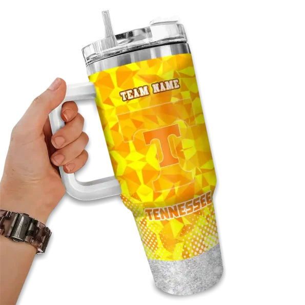 customized tennessee volunteers geometric prism orange curved tumbler fashion forward.webp