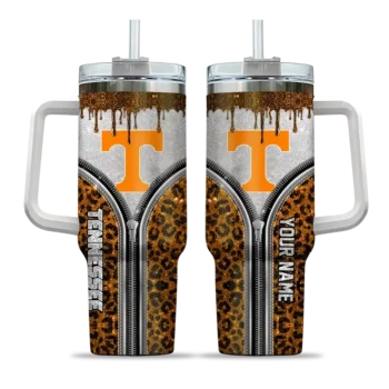 customized tennessee volunteers leopard zipper orange curved tumbler best selling.webp