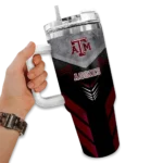 customized texas am aggies arrow armor maroon black curved tumbler best selling.webp