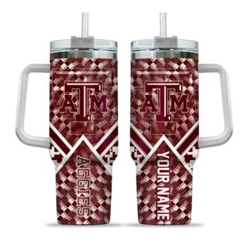 customized texas am aggies chevron angle maroon curved tumbler best selling.webp