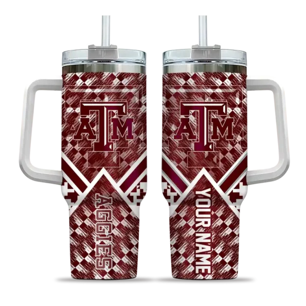 customized texas am aggies chevron angle maroon curved tumbler best selling.webp