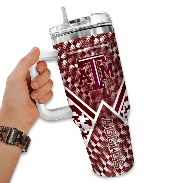 customized texas am aggies chevron angle maroon curved tumbler fashion forward.webp
