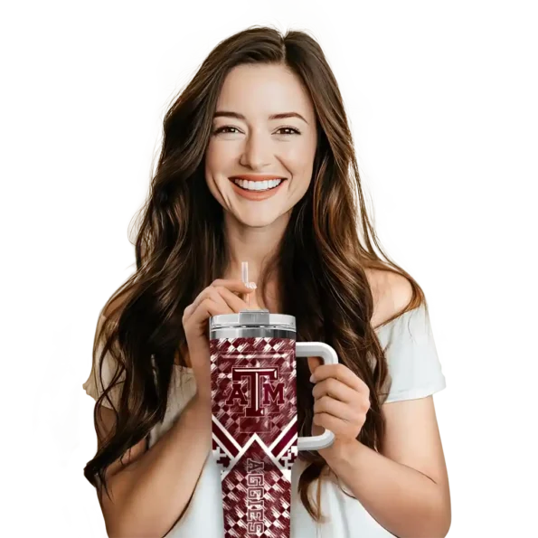 customized texas am aggies chevron angle maroon curved tumbler premium grade.webp