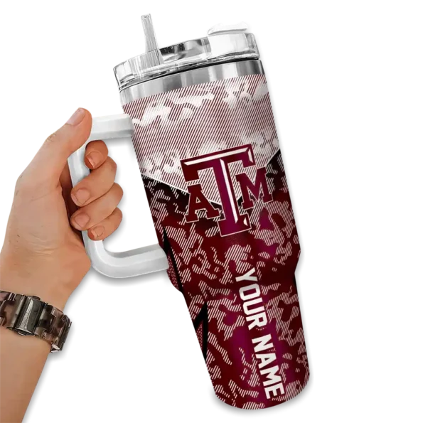 customized texas am aggies chevron stripe maroon curved tumbler fashion forward.webp