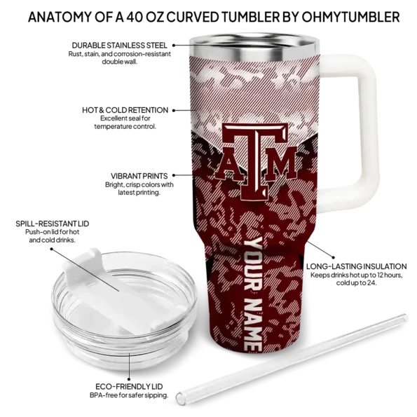 customized texas am aggies chevron stripe maroon curved tumbler new arrival.webp