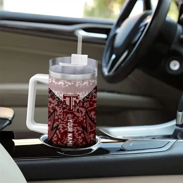 customized texas am aggies chevron stripe maroon curved tumbler trendy.webp