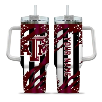 customized texas am aggies claw cut maroon black curved tumbler best selling.webp