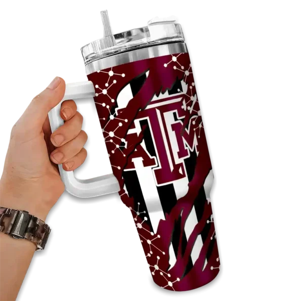 customized texas am aggies claw cut maroon black curved tumbler fashion forward.webp