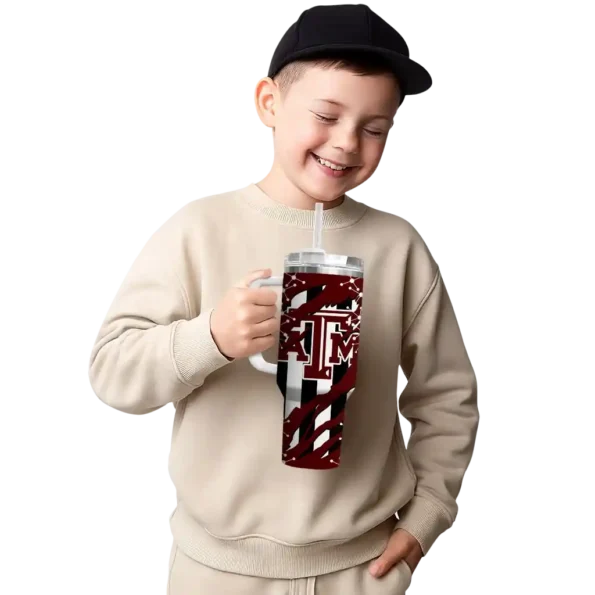 customized texas am aggies claw cut maroon black curved tumbler latest model.webp