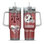 customized texas am aggies heart helmet motif maroon curved tumbler best selling.webp