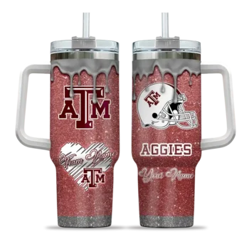 customized texas am aggies heart helmet motif maroon curved tumbler best selling.webp