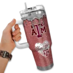 customized texas am aggies heart helmet motif maroon curved tumbler best selling.webp