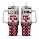 customized texas am aggies hex texture maroon curved tumbler best selling.webp