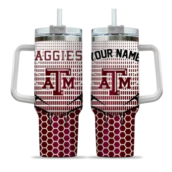 customized texas am aggies hex texture maroon curved tumbler best selling.webp