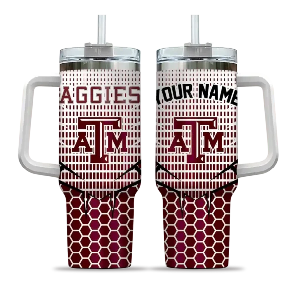 customized texas am aggies hex texture maroon curved tumbler best selling.webp