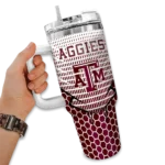 customized texas am aggies hex texture maroon curved tumbler best selling.webp