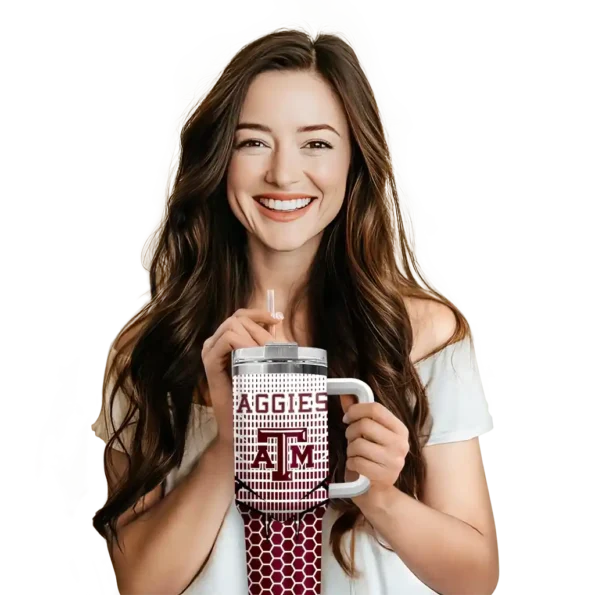 customized texas am aggies hex texture maroon curved tumbler premium grade.webp