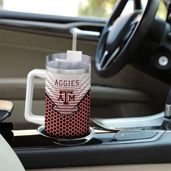 customized texas am aggies hex texture maroon curved tumbler trendy.webp