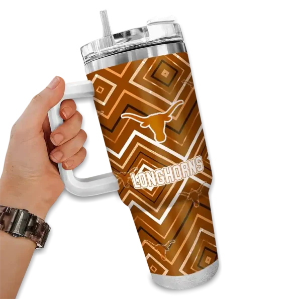 customized texas longhorns bold diamonds orange curved tumbler fashion forward.webp