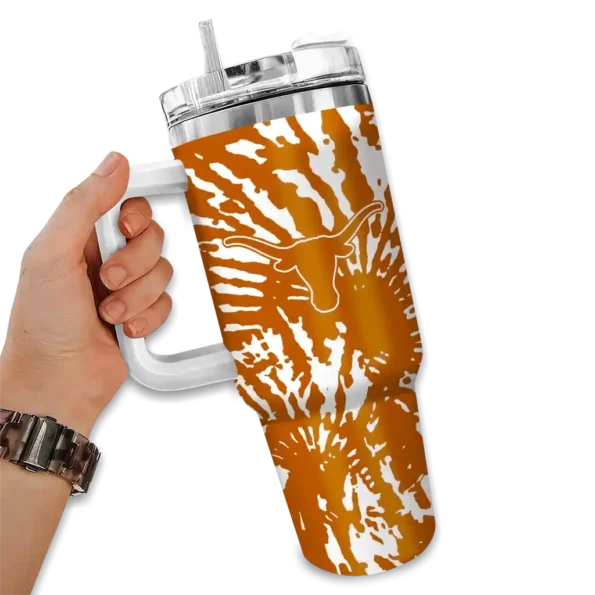 customized texas longhorns burst swirl orange curved tumbler fashion forward.webp