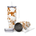 customized texas longhorns camo mashup orange white curved tumbler best selling.webp