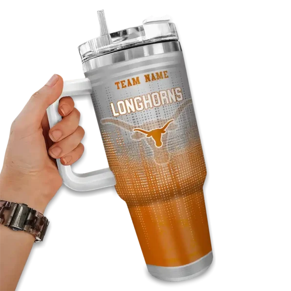 customized texas longhorns gradient dots orange curved tumbler fashion forward.webp