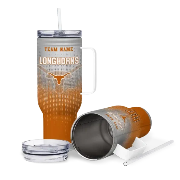 customized texas longhorns gradient dots orange curved tumbler high quality.webp