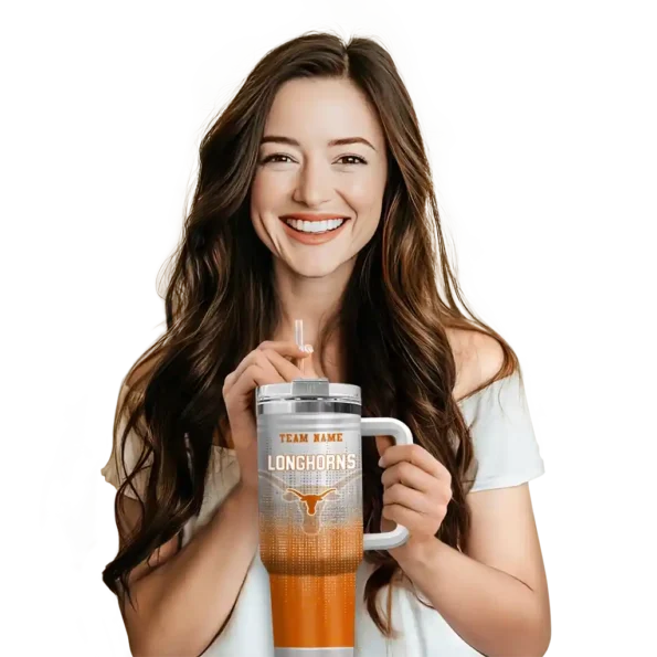 customized texas longhorns gradient dots orange curved tumbler premium grade.webp