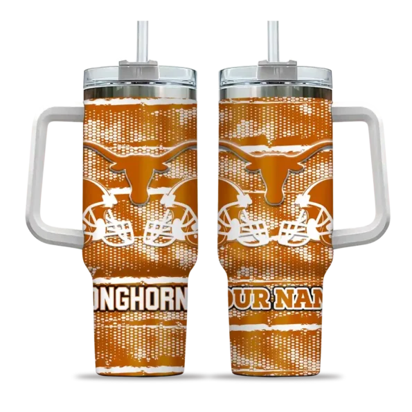 customized texas longhorns honey streaks orange curved tumbler best selling.webp
