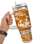 customized texas longhorns honey streaks orange curved tumbler best selling.webp