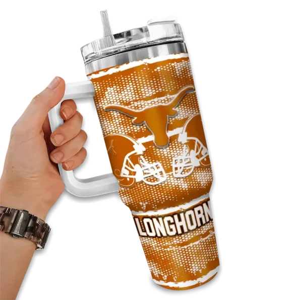 customized texas longhorns honey streaks orange curved tumbler fashion forward.webp