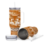 customized texas longhorns honey streaks orange curved tumbler best selling.webp