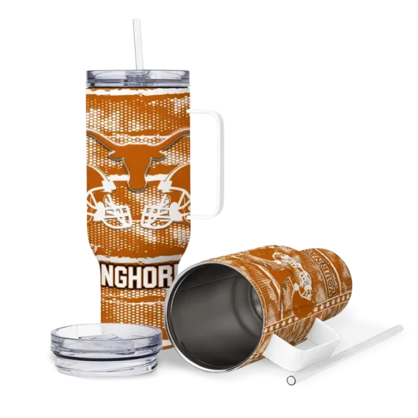 customized texas longhorns honey streaks orange curved tumbler high quality.webp