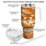 customized texas longhorns honey streaks orange curved tumbler best selling.webp