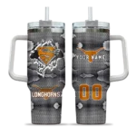 customized texas longhorns superman shield orange gray curved tumbler best selling.webp