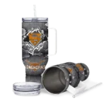 customized texas longhorns superman shield orange gray curved tumbler best selling.webp