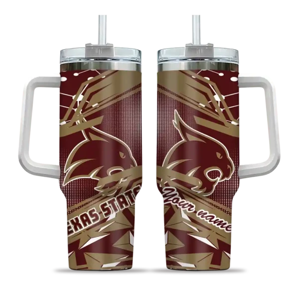 customized texas state bobcats abstract paths maroon curved tumbler best selling.webp