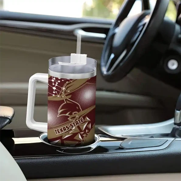 customized texas state bobcats abstract paths maroon curved tumbler trendy.webp
