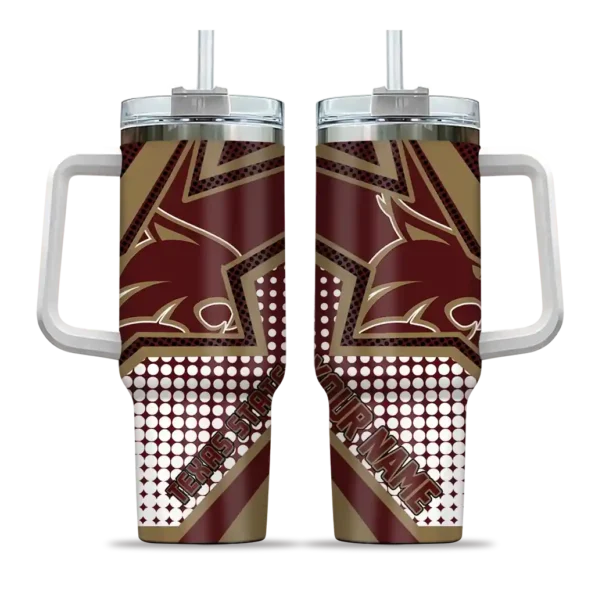 customized texas state bobcats arrow burst maroon curved tumbler best selling.webp