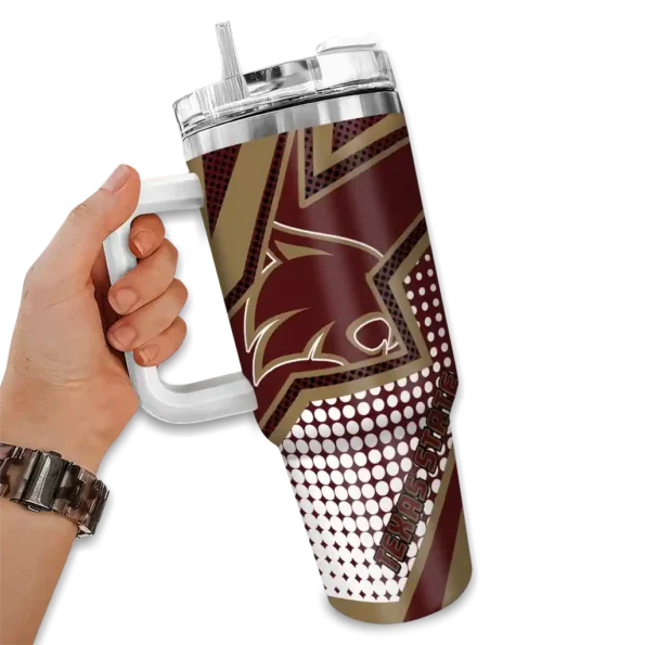 customized texas state bobcats arrow burst maroon curved tumbler fashion forward.webp