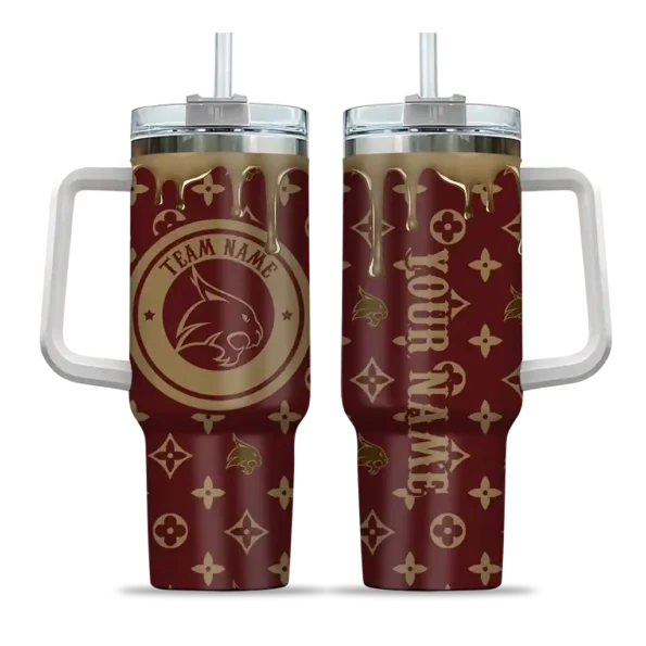 customized texas state bobcats bullseye drips maroon curved tumbler best selling.webp