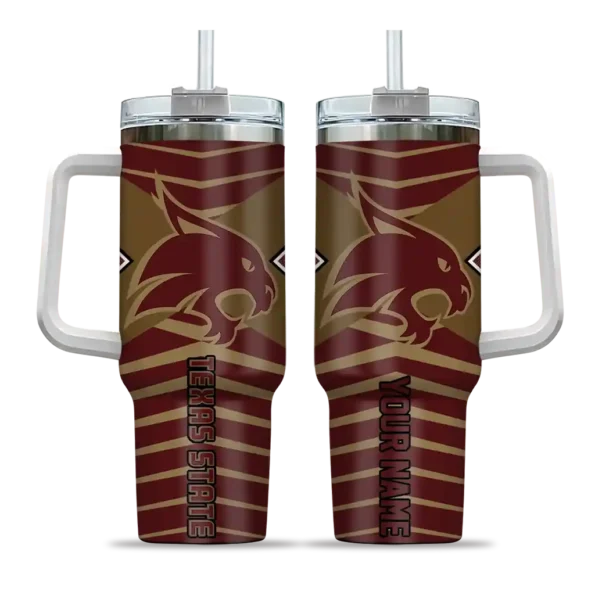 customized texas state bobcats chevron layers maroon curved tumbler best selling.webp