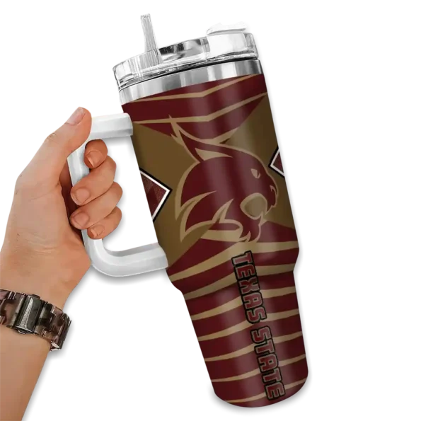 customized texas state bobcats chevron layers maroon curved tumbler fashion forward.webp