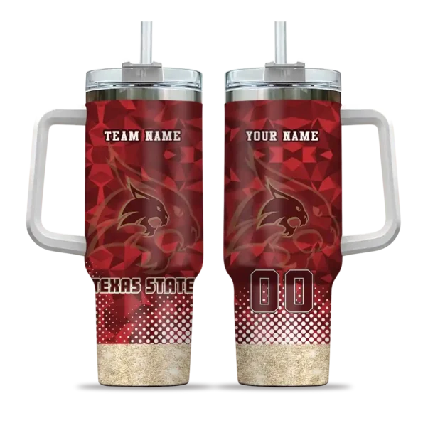 customized texas state bobcats geometric prism maroon curved tumbler best selling.webp