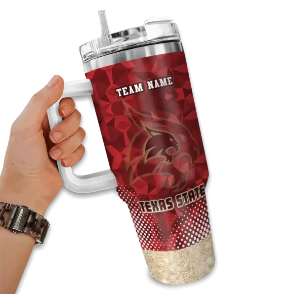 customized texas state bobcats geometric prism maroon curved tumbler fashion forward.webp