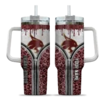 customized texas state bobcats leopard zipper maroon curved tumbler best selling.webp