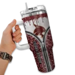 customized texas state bobcats leopard zipper maroon curved tumbler best selling.webp