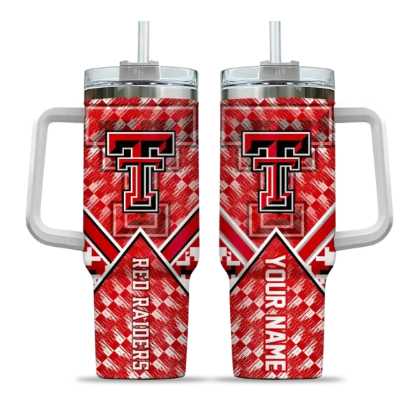customized texas tech red raiders chevron angle red curved tumbler best selling.webp